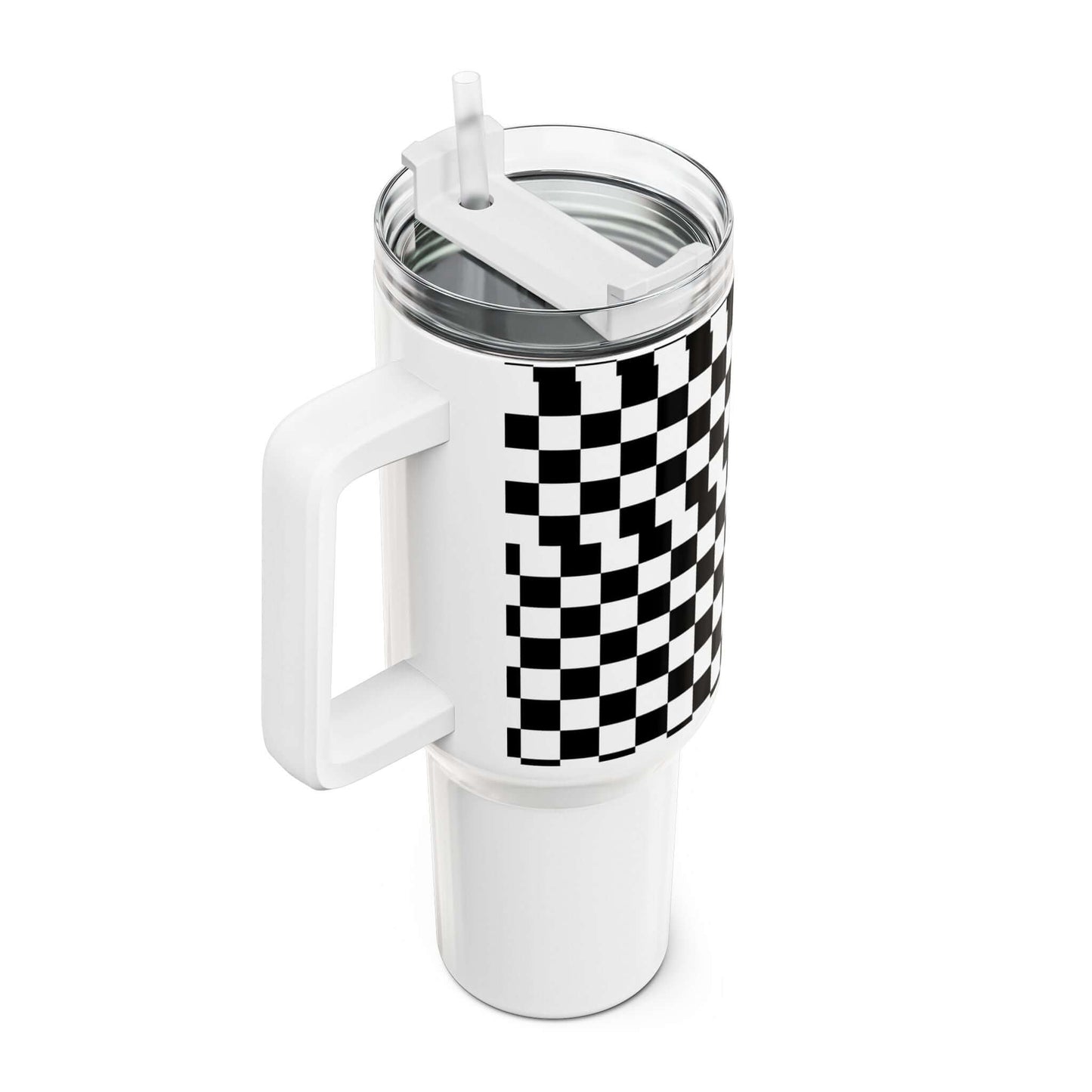 White Checkered Coffee Tumbler - COFFEEBRE