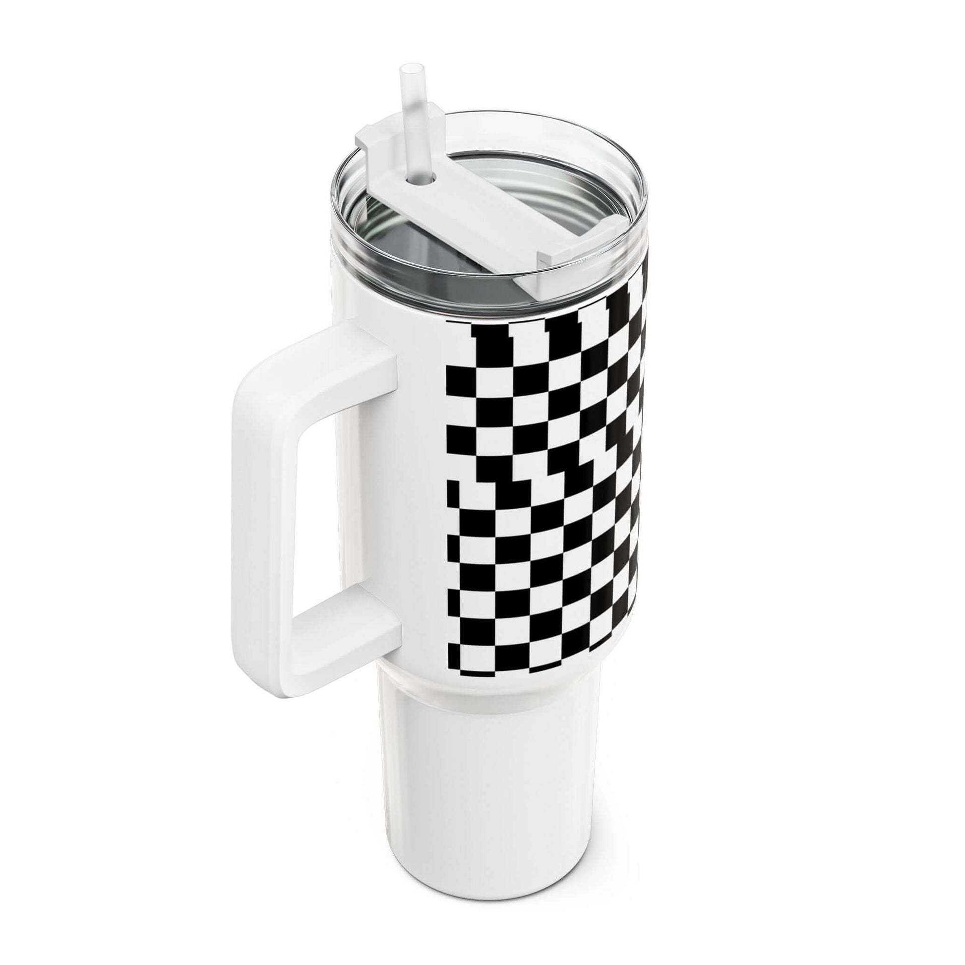 White Checkered Coffee Tumbler - COFFEEBRE