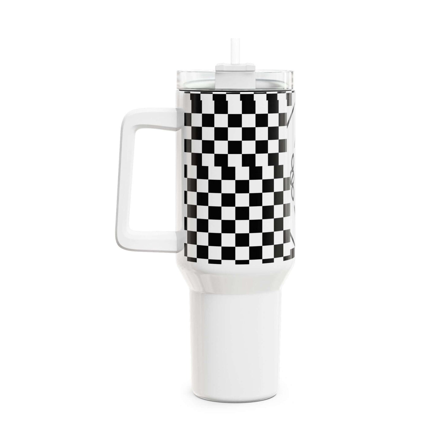 White Checkered Coffee Tumbler - COFFEEBRE