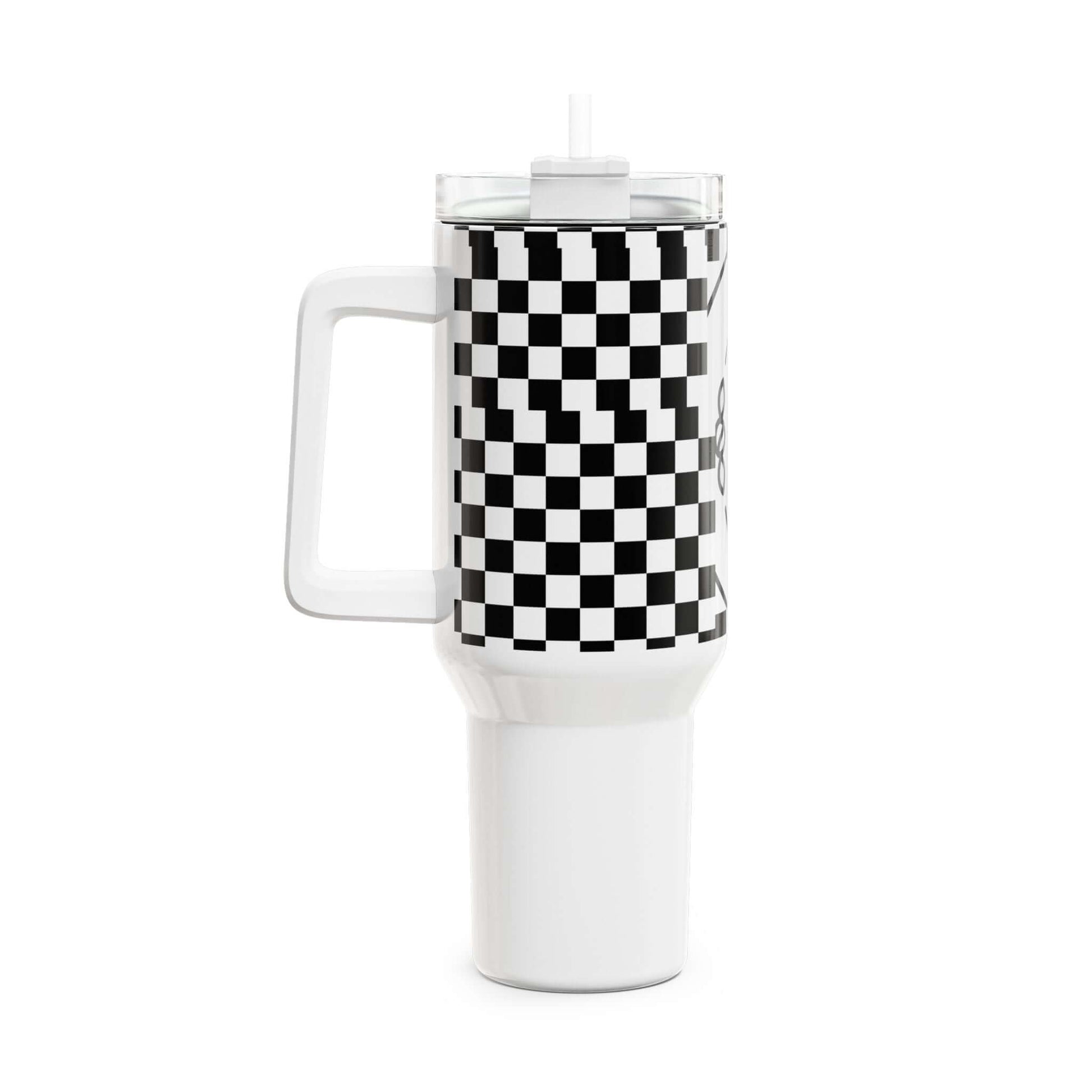 White Checkered Coffee Tumbler - COFFEEBRE