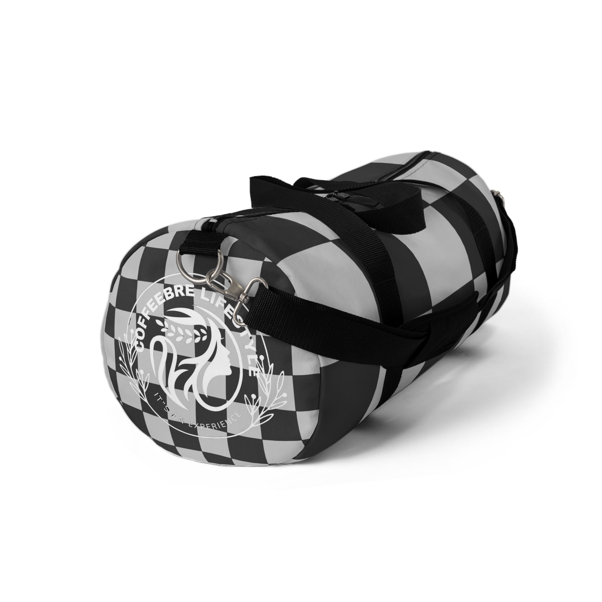 Grey Checkered Gym Duffel Bag - COFFEEBRE