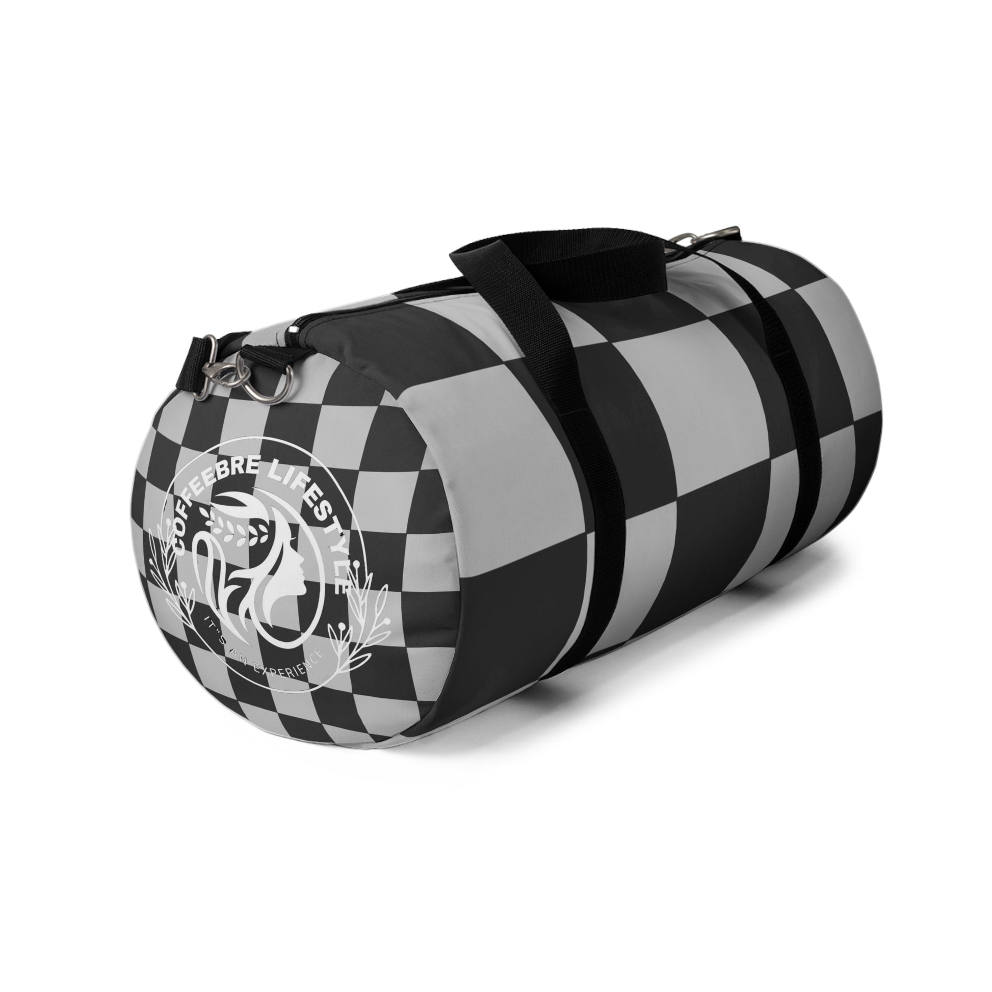 Grey Checkered Gym Duffel Bag - COFFEEBRE