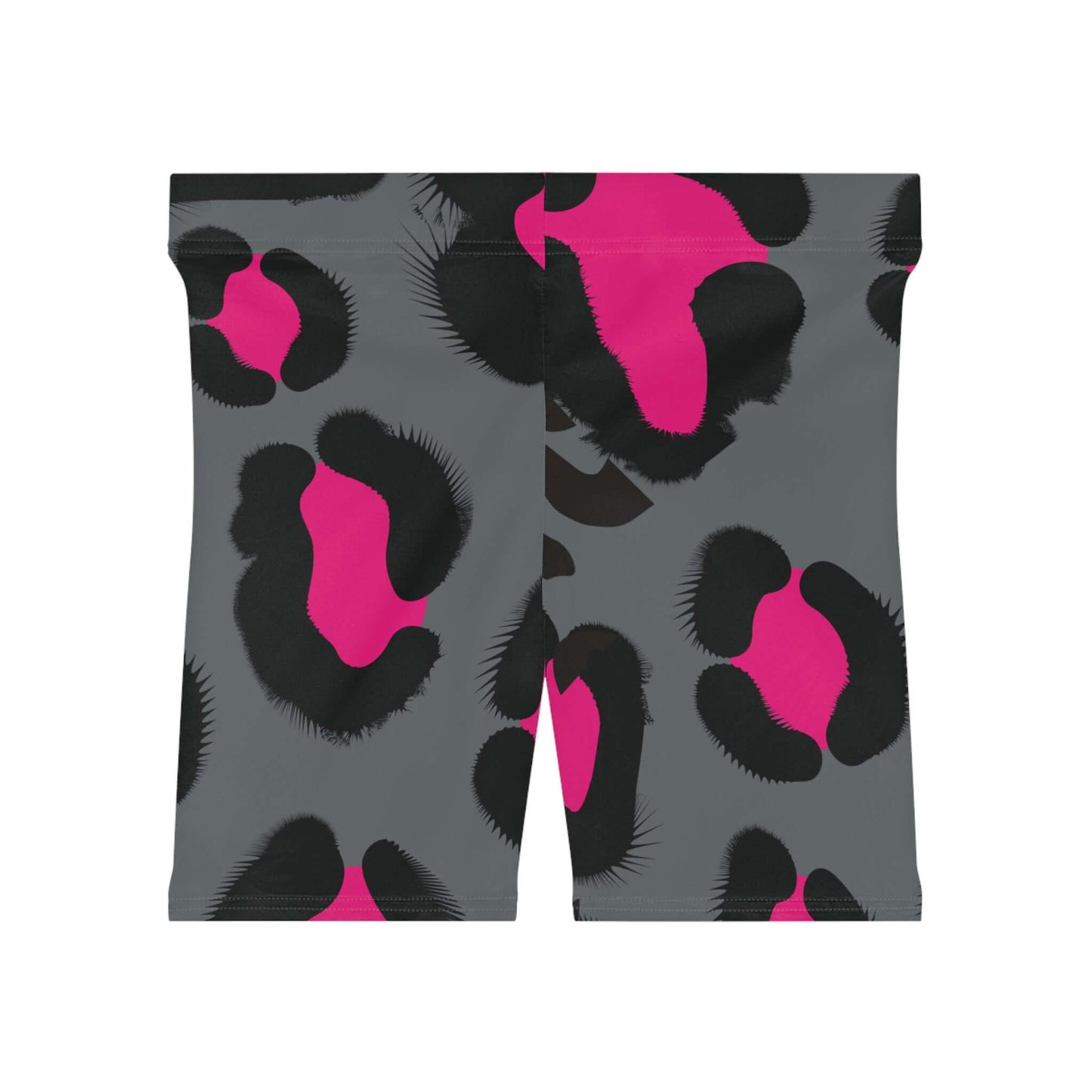 Grey Animal Print Biker Shorts - COFFEEBRE