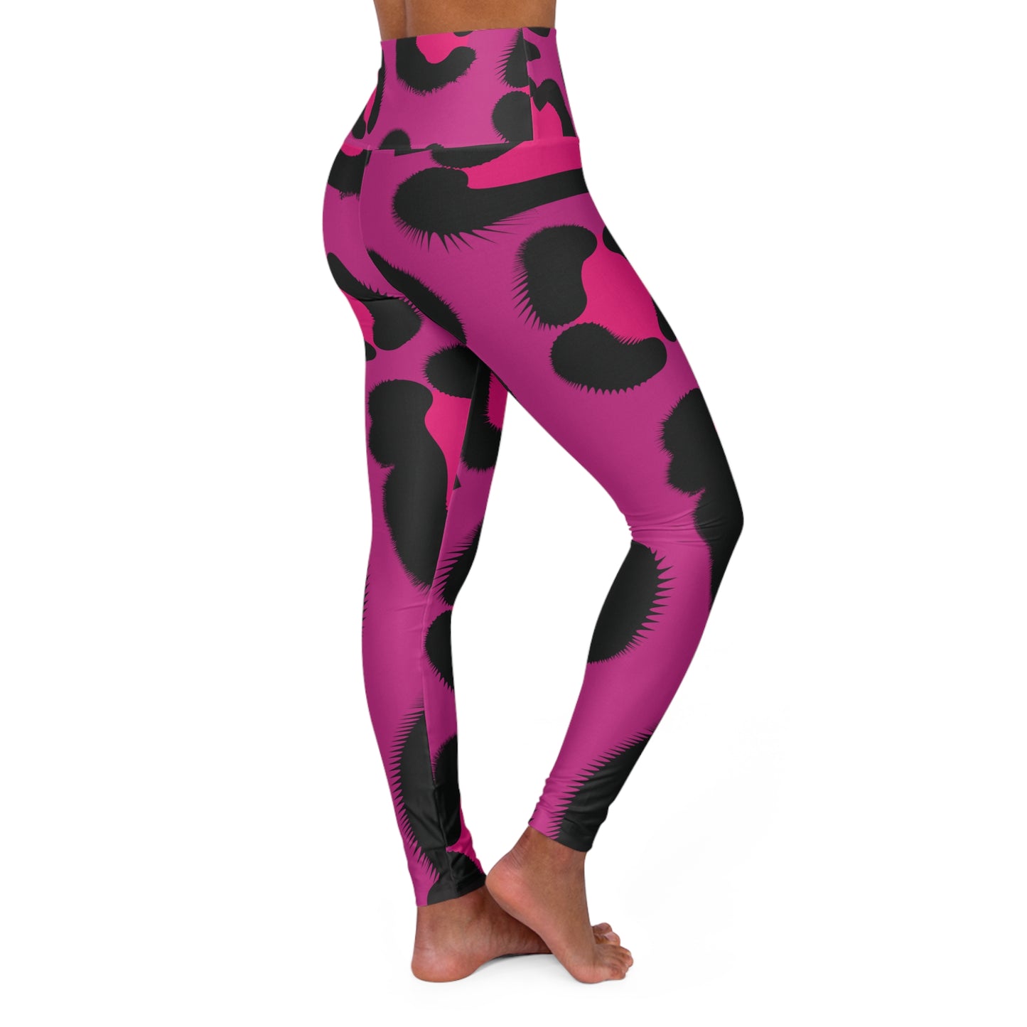 Pink Animal Print High Waisted Yoga Leggings - COFFEEBRE