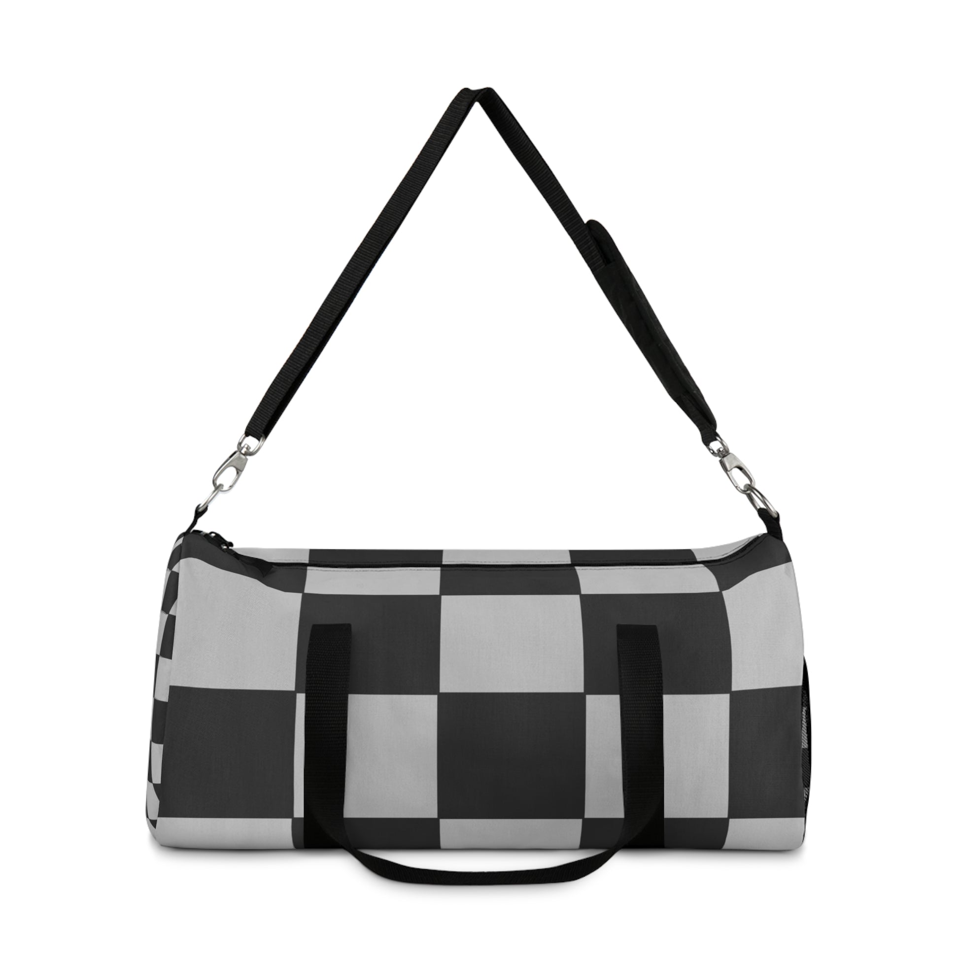 Grey Checkered Gym Duffel Bag - COFFEEBRE