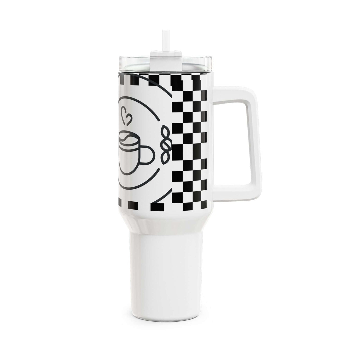 White Checkered Coffee Tumbler - COFFEEBRE