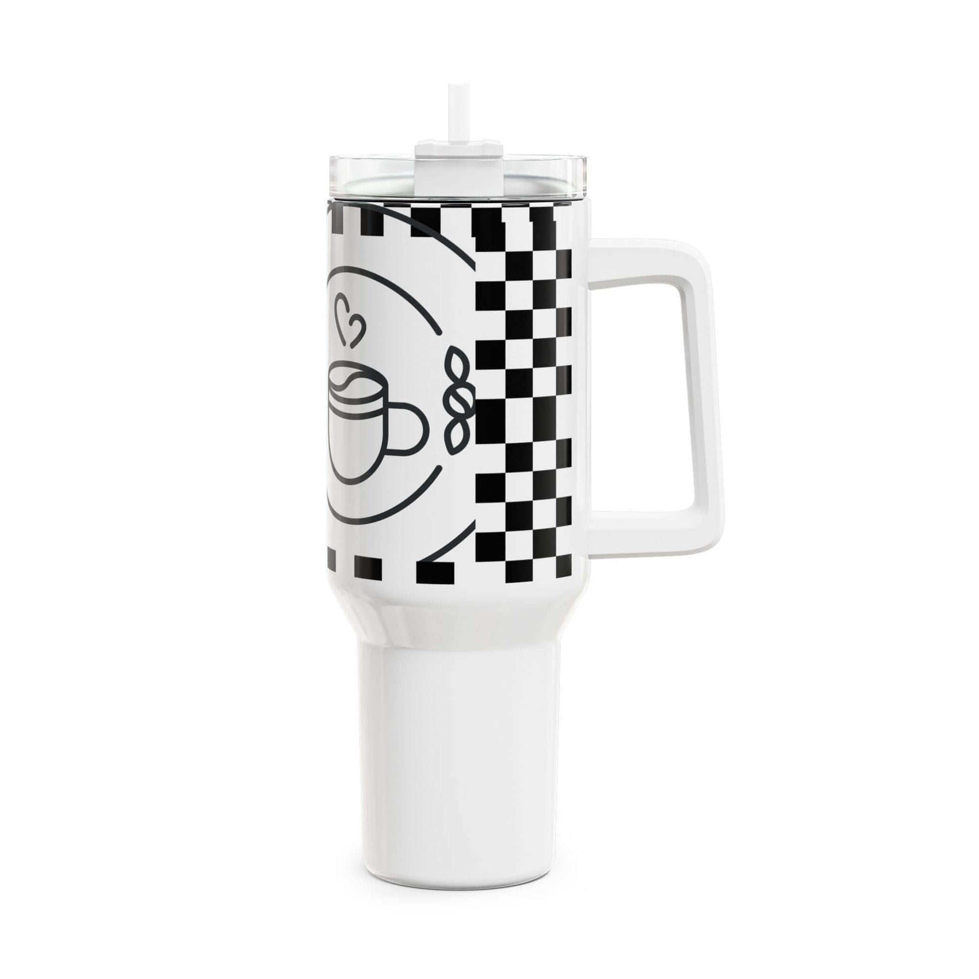 White Checkered Coffee Tumbler - COFFEEBRE