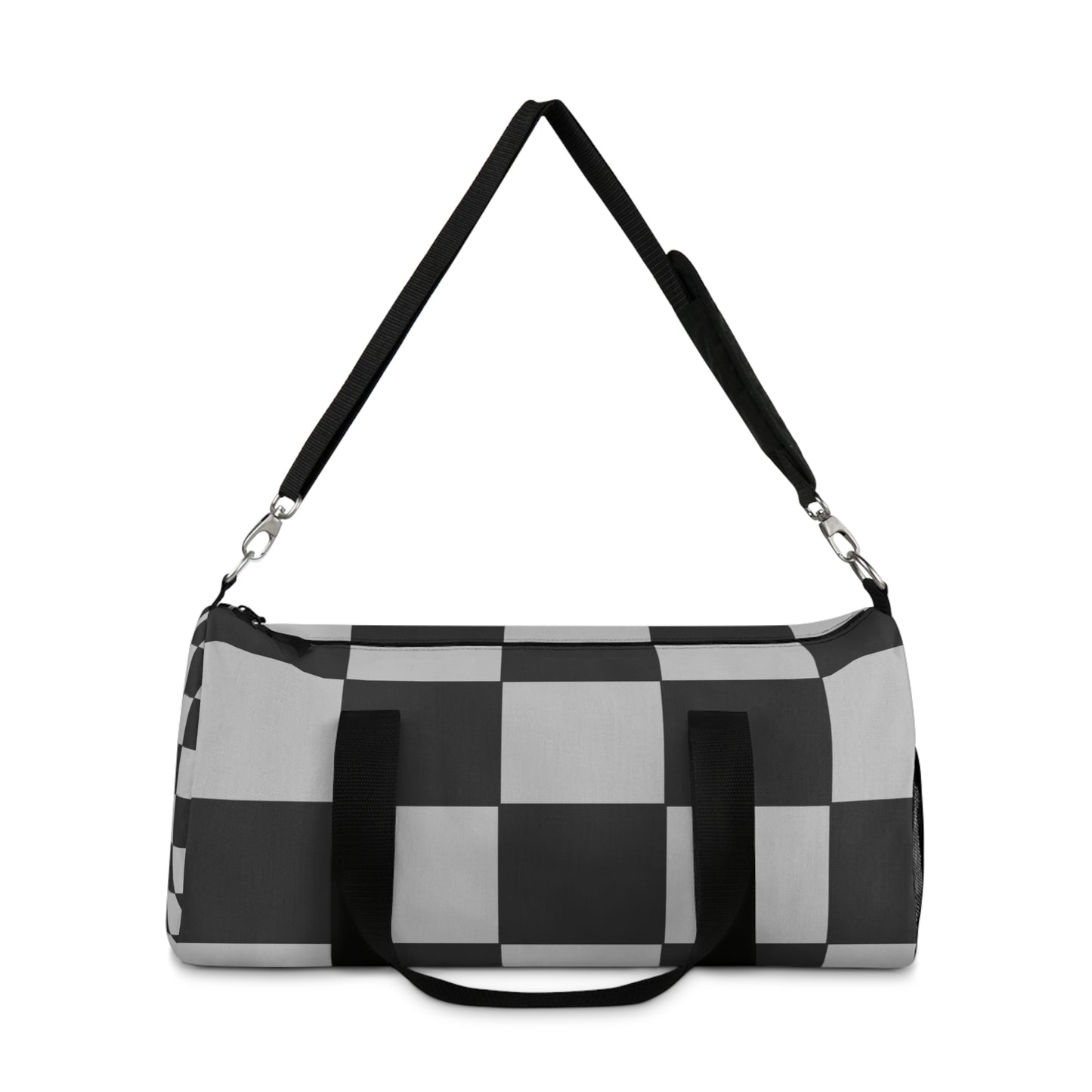Grey Checkered Gym Duffel Bag - COFFEEBRE