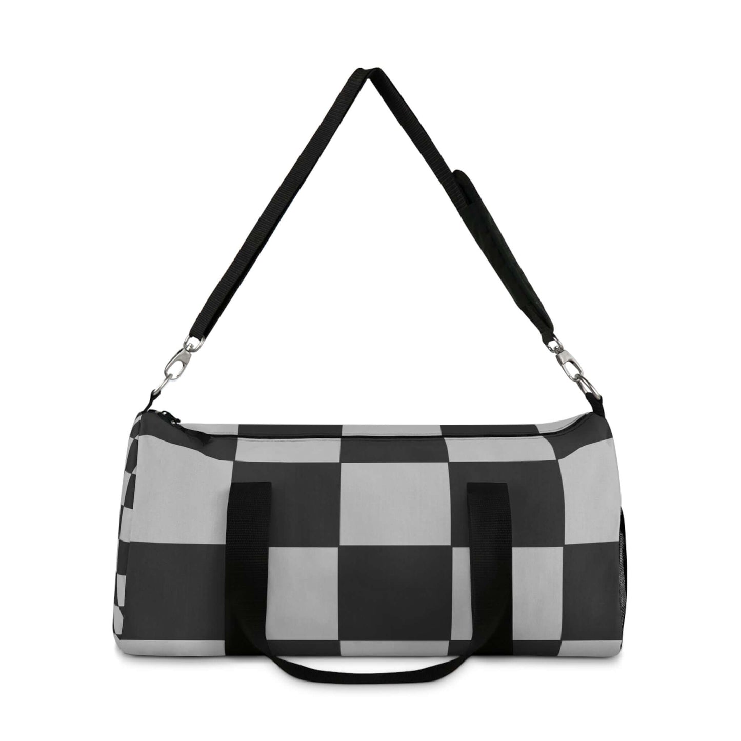 Grey Checkered Gym Duffel Bag - COFFEEBRE
