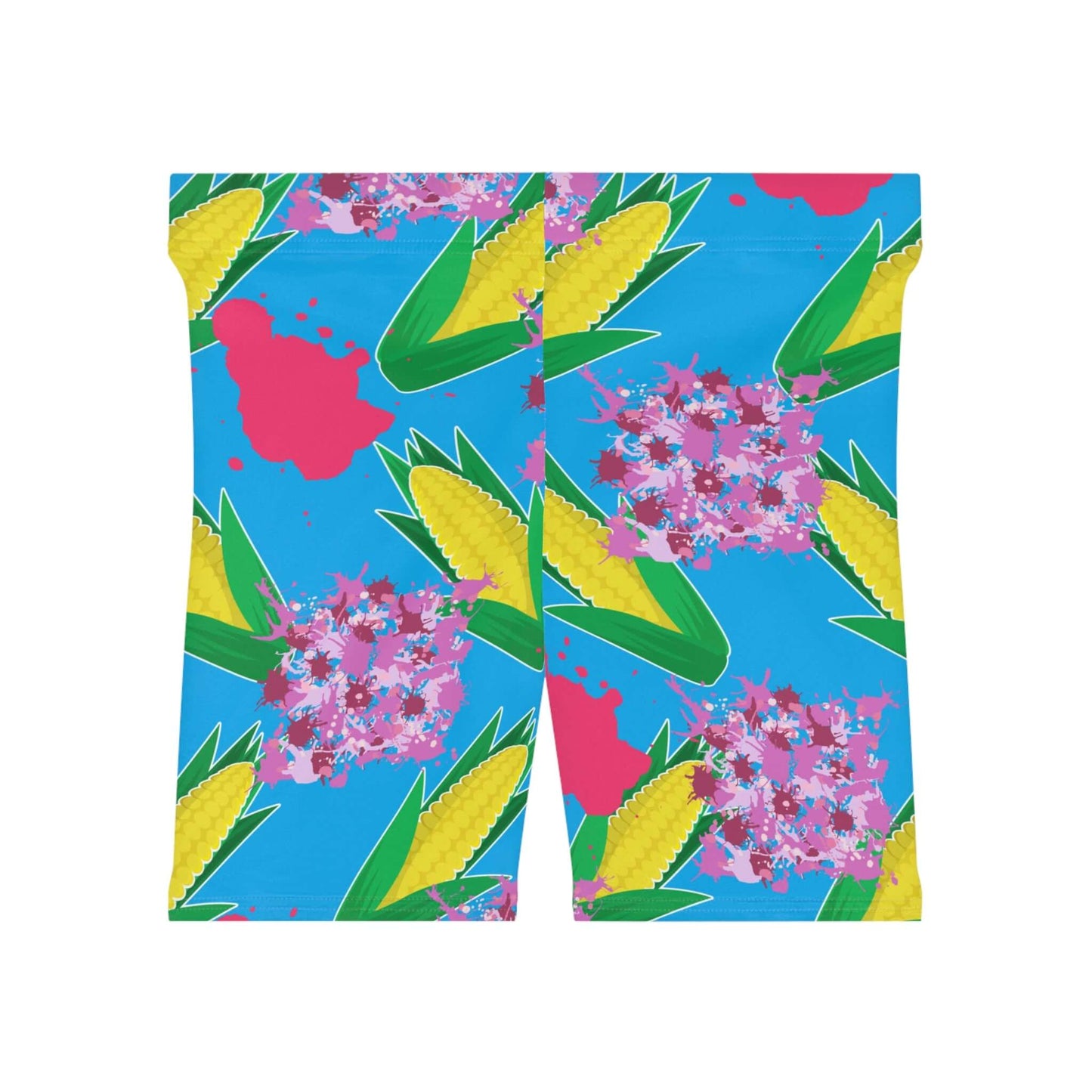 Floral Corn Workout Biker Shorts - COFFEEBRE