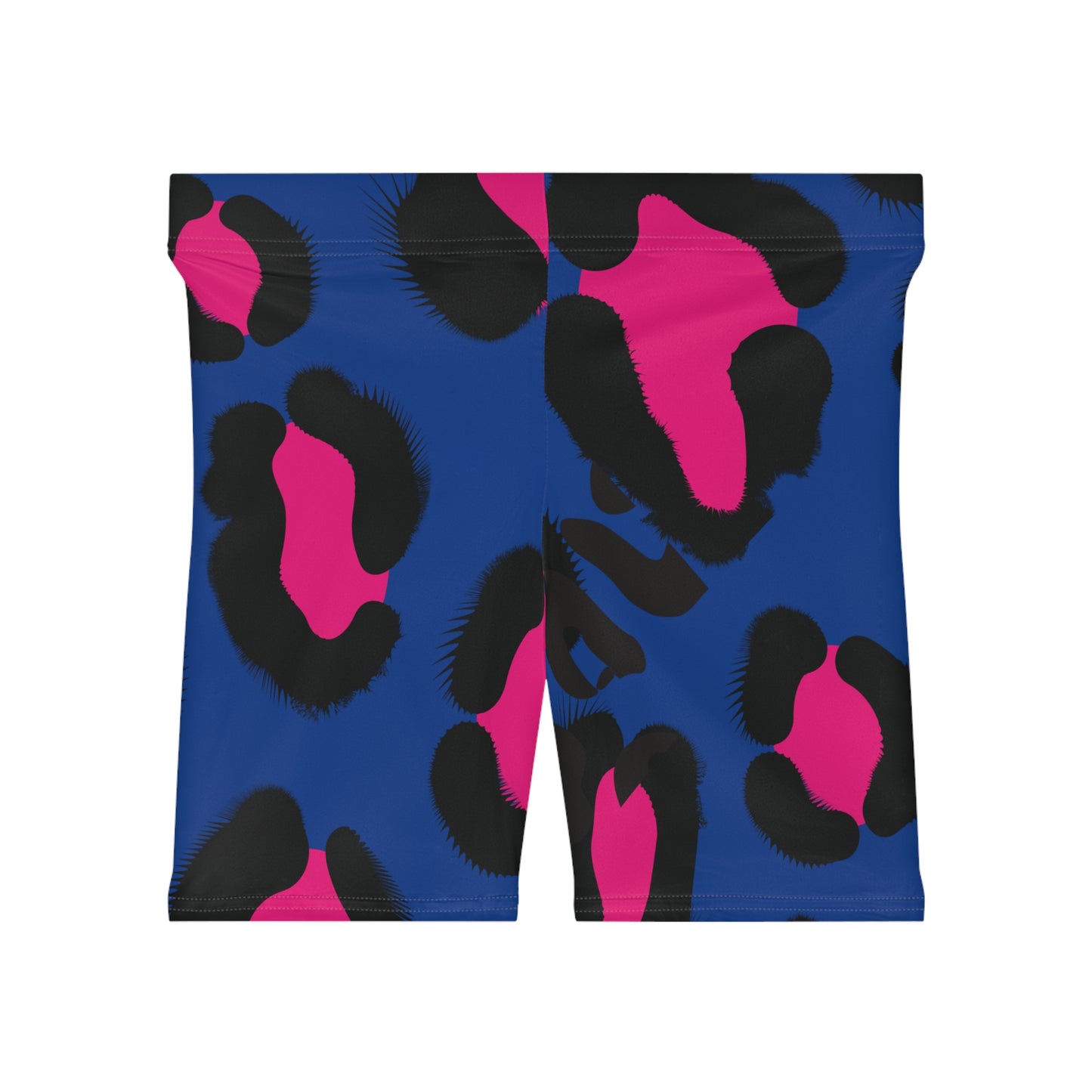 Blue Animal Print Biker Shorts - COFFEEBRE