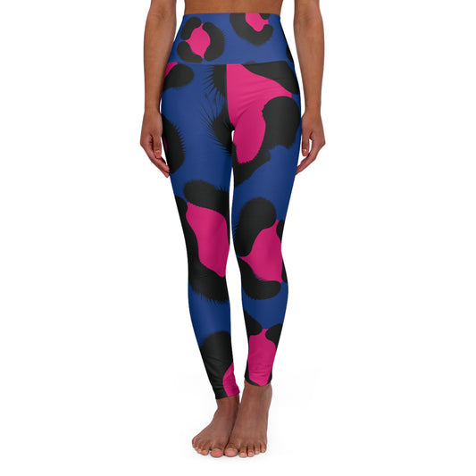 Blue Animal Print High Waisted Yoga Leggings - COFFEEBRE