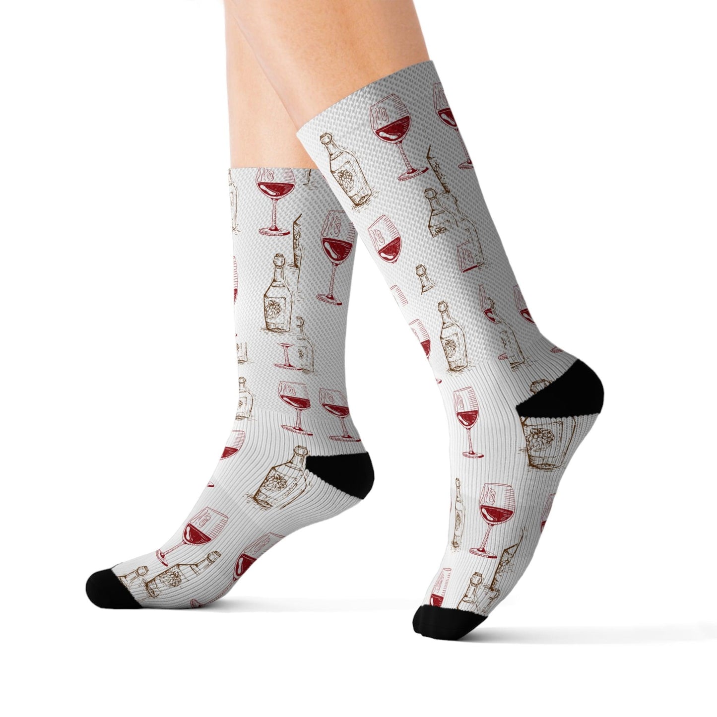 Champagne Bottle and Red Wine Glass Socks - COFFEEBRE