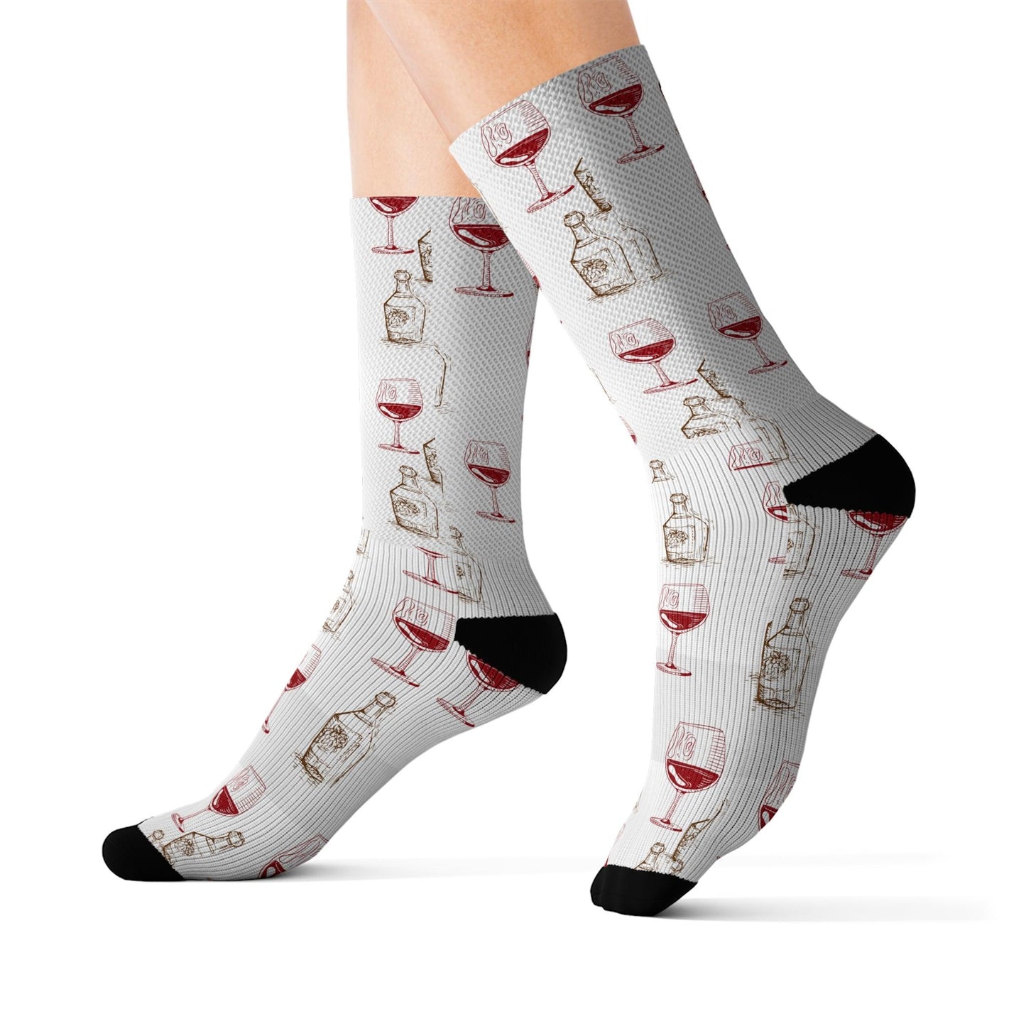 Champagne Bottle and Red Wine Glass Socks - COFFEEBRE