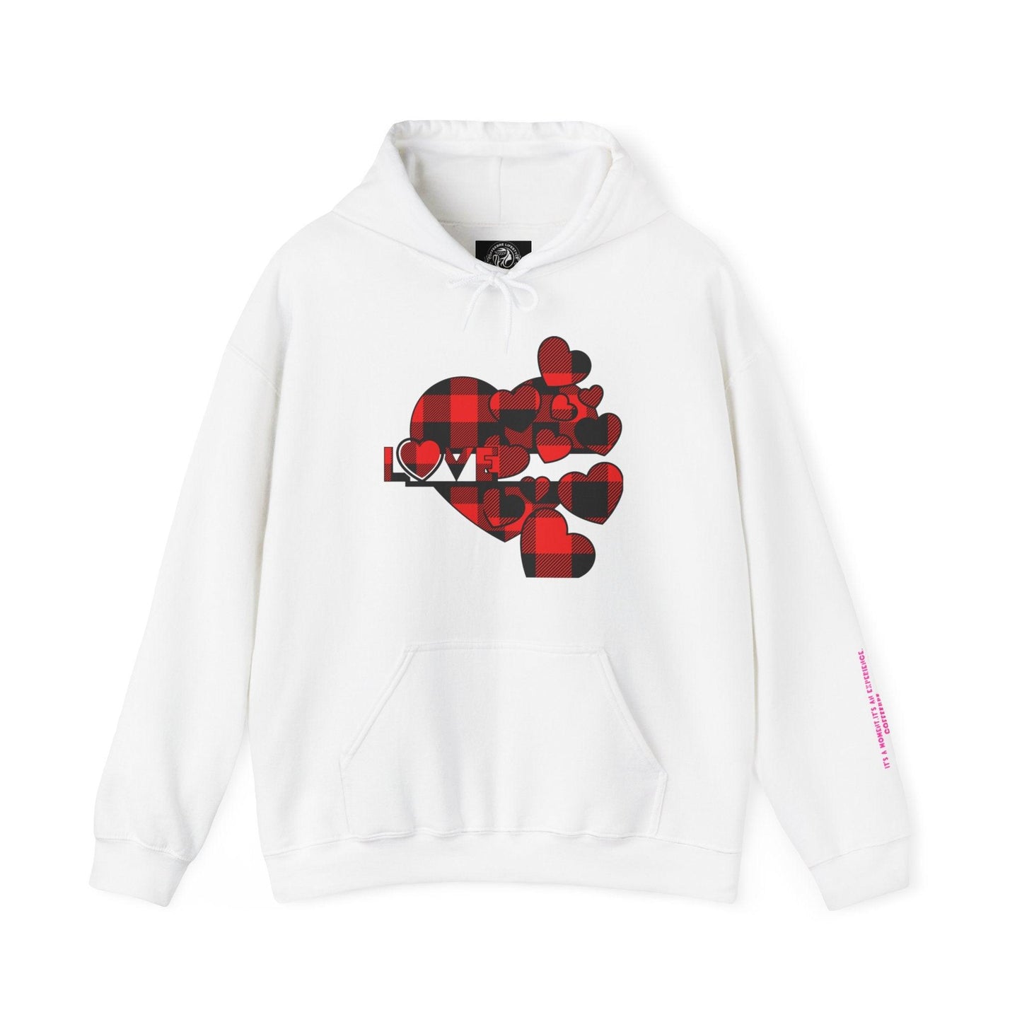 Checkered Heart Hooded Sweatshirt - COFFEEBRE