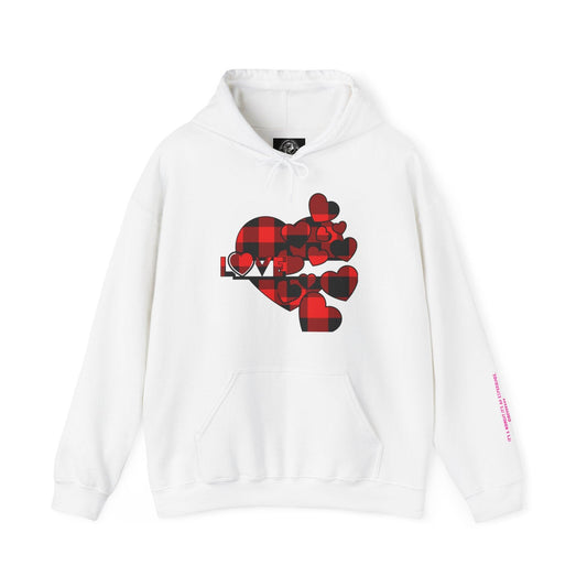 Checkered Heart Hooded Sweatshirt - COFFEEBRE