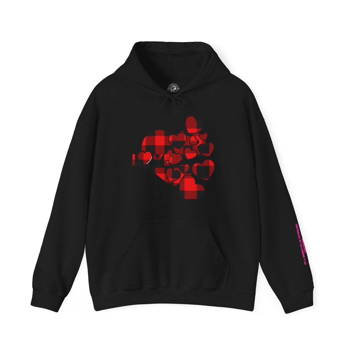 Checkered Heart Hooded Sweatshirt - COFFEEBRE