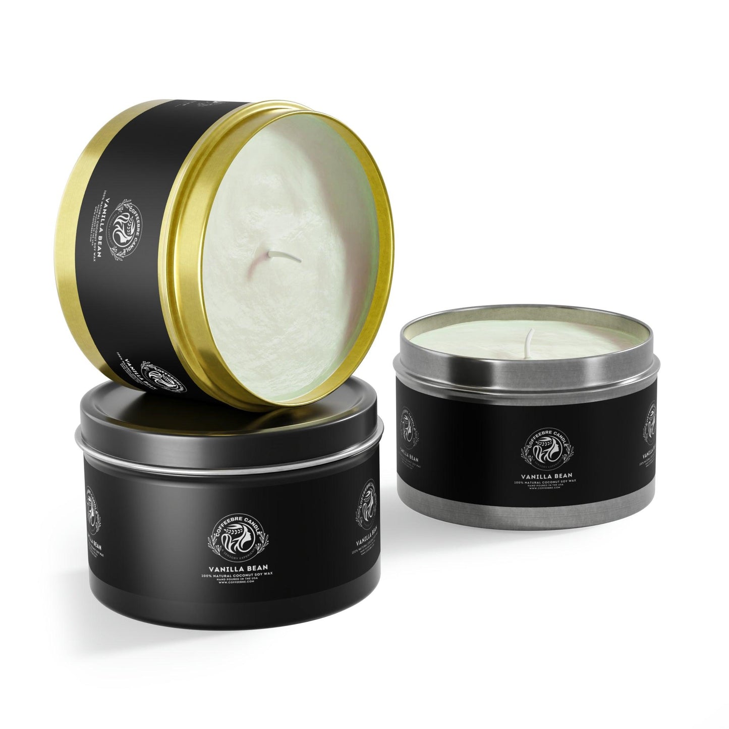 Cinammon Vanilla Bean Scented Coconut Soy Tin Candles - COFFEEBRE