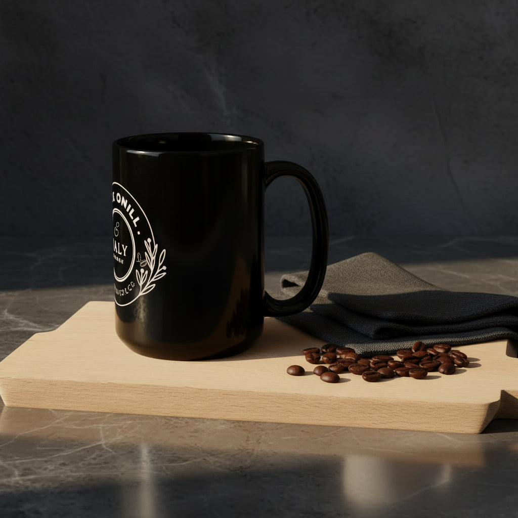 Coffee and Chill Black Glossy Mug Gift - COFFEEBRE