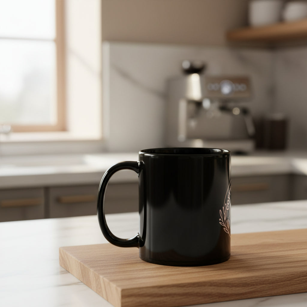 Coffee Bookclub Mug Gift For Her Black Glossy Coffee Mug Birthday Gift - COFFEEBRE