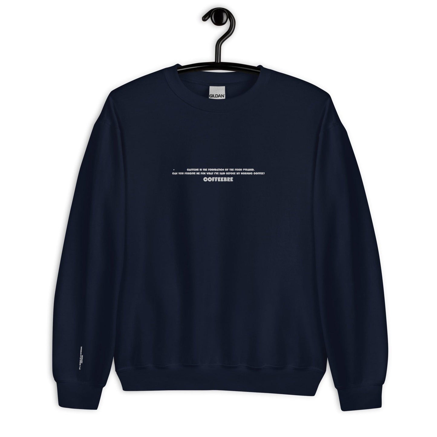 Embroidered Text Print Unisex Sweatshirt - COFFEEBRE