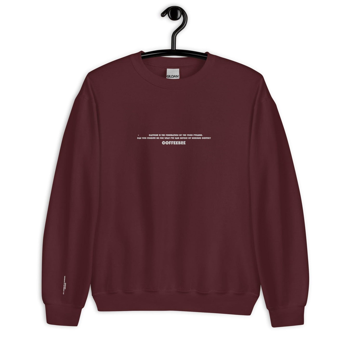 Embroidered Text Print Unisex Sweatshirt - COFFEEBRE