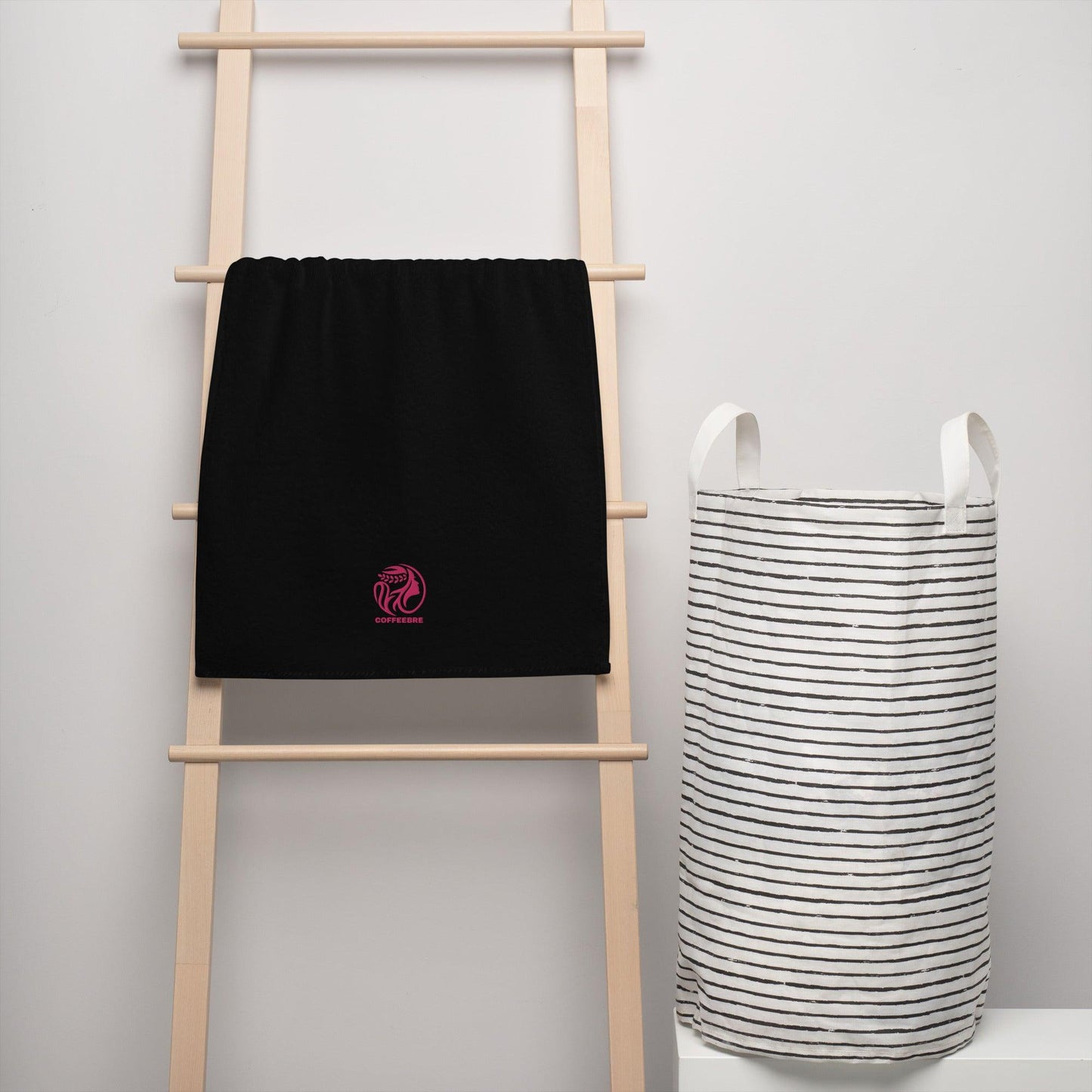 Embroidered Turkish Cotton Towel Beach-Black