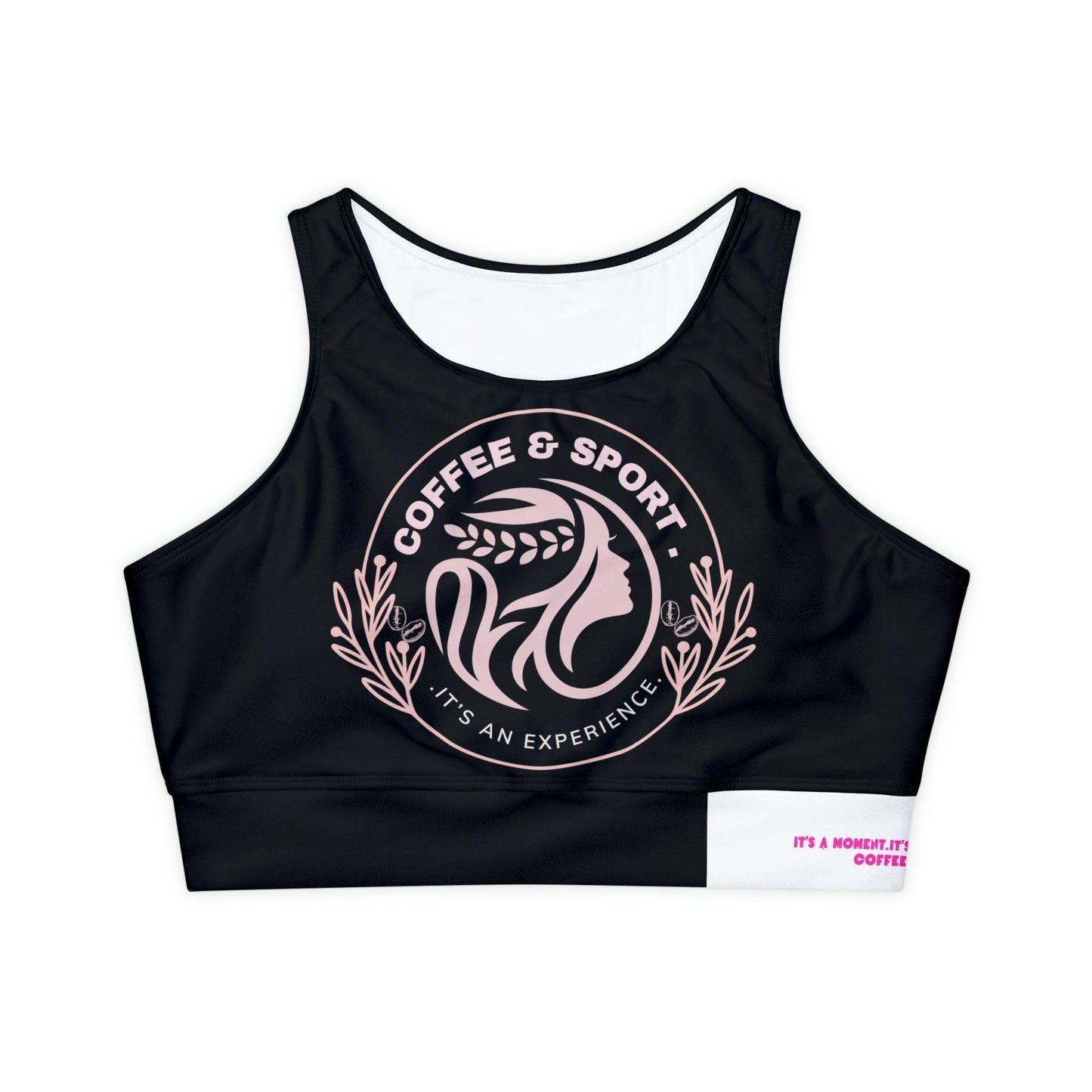 Fully Lined, Black Sportswear Padded Sports Bra - COFFEEBRE