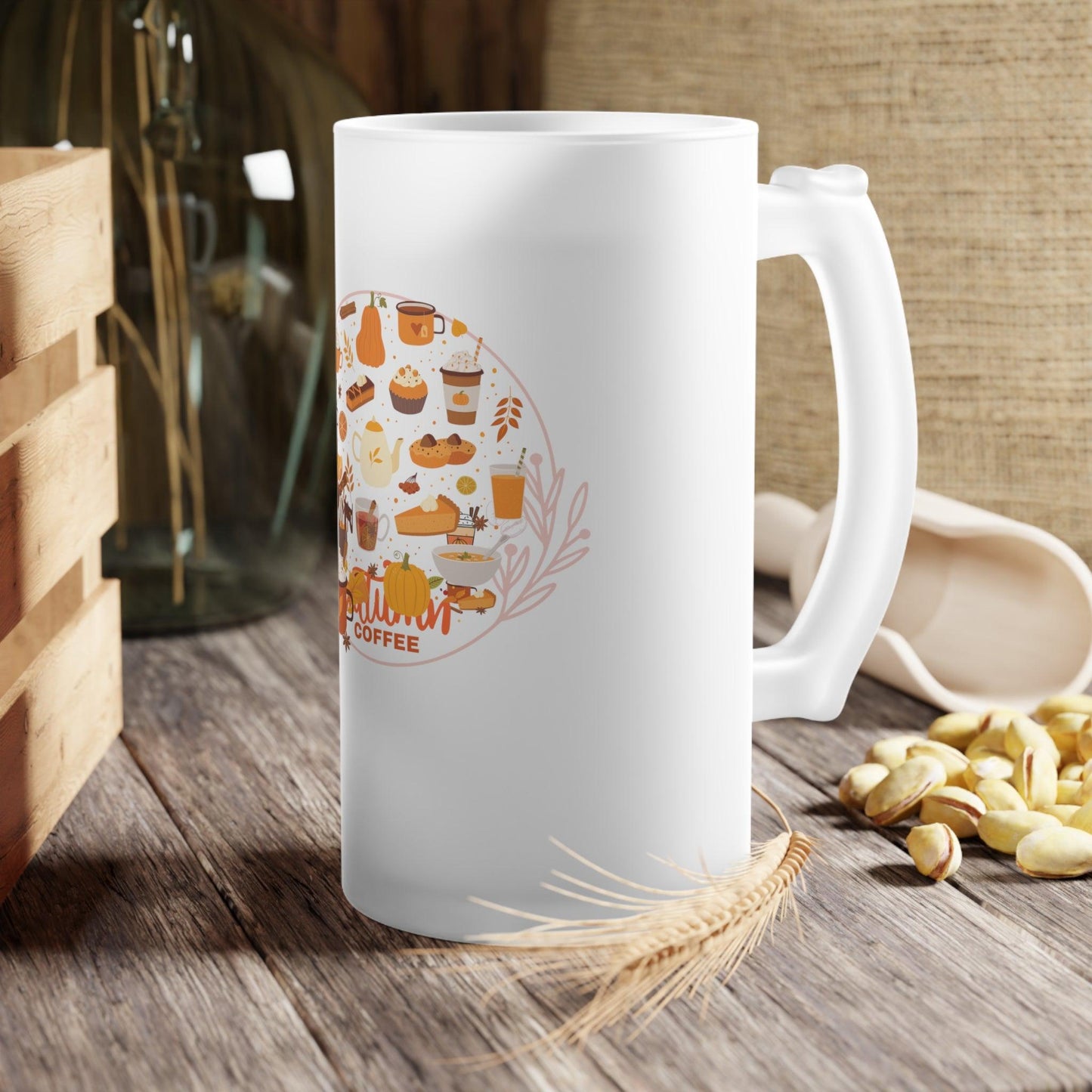 Pumpkin Spice Frosted Glass Latte Mug - COFFEEBRE