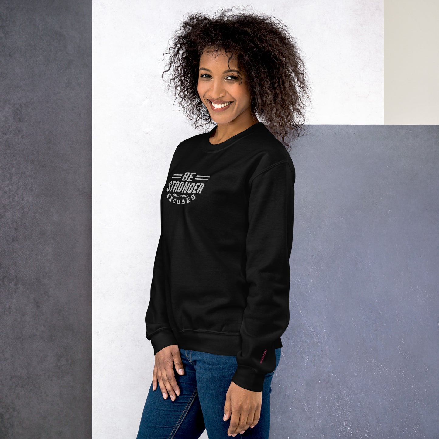 Be Stronger Embroidered Fitness Sweatshirt - COFFEEBRE