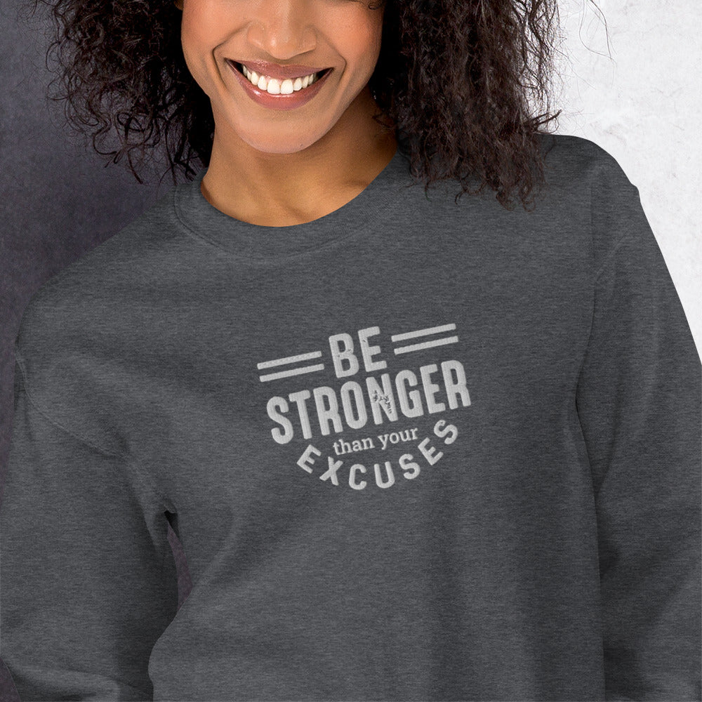 Be Stronger Embroidered Fitness Sweatshirt - COFFEEBRE