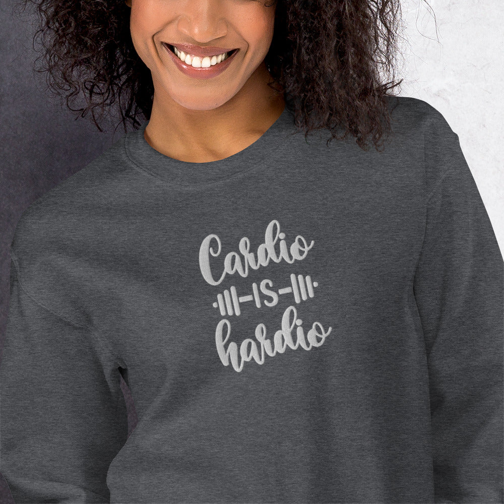 Cardio is Hardio Embroidered Fitness Sweatshirt - COFFEEBRE