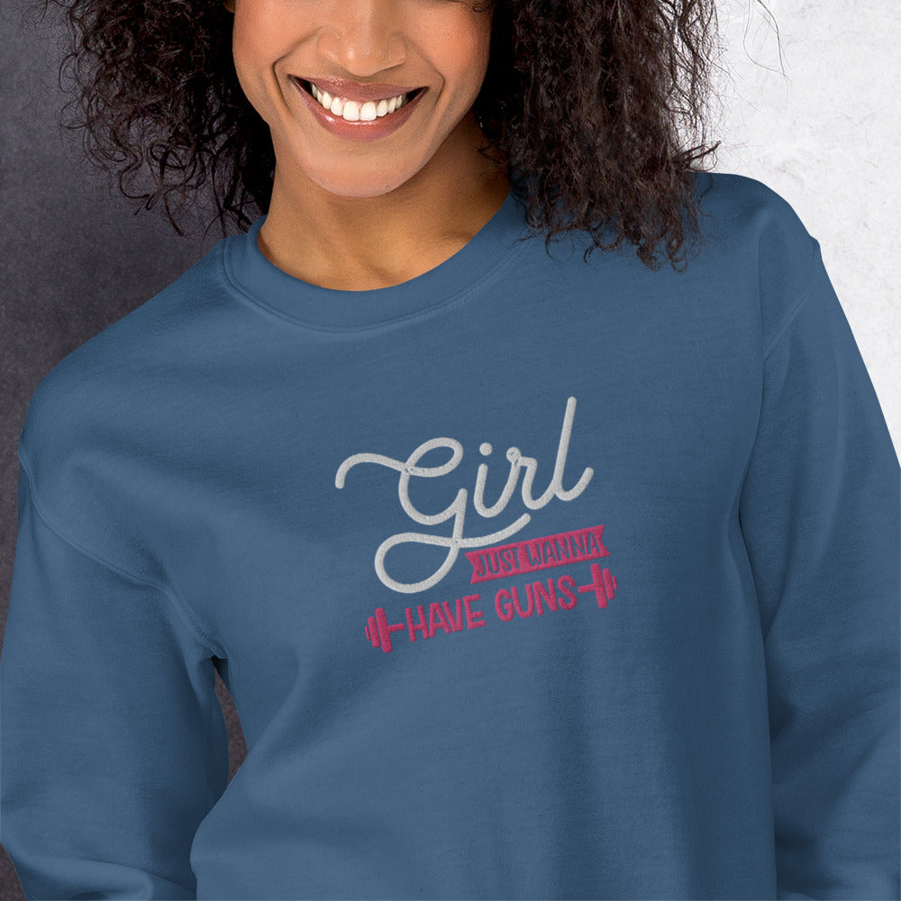 Girls Just Wanna Embroidered Fitness Sweatshirt - COFFEEBRE