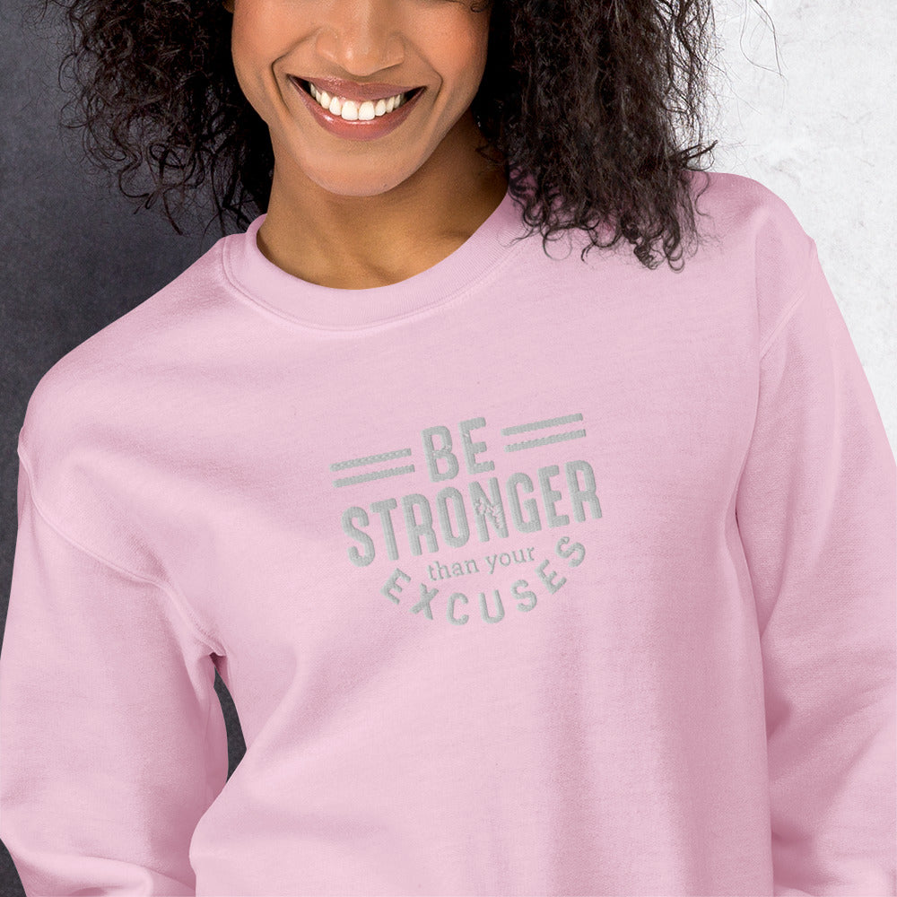 Be Stronger Embroidered Fitness Sweatshirt - COFFEEBRE