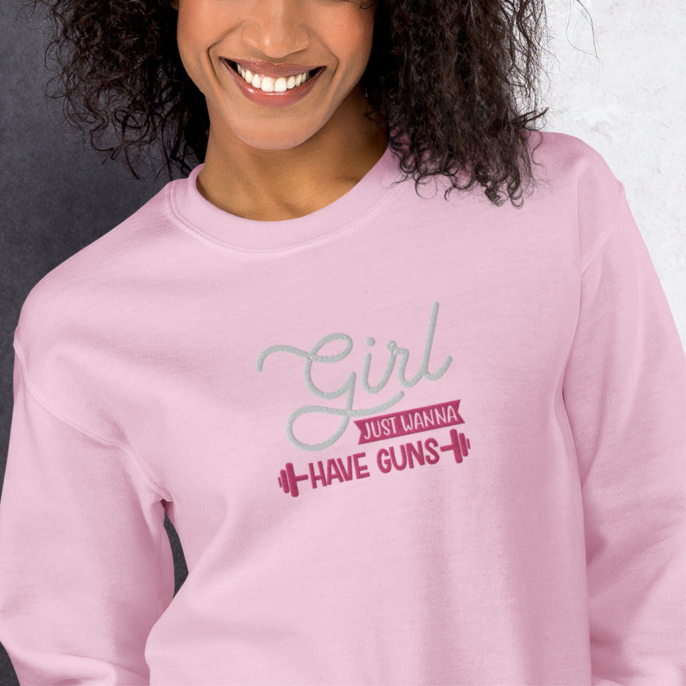 Girls Just Wanna Embroidered Fitness Sweatshirt - COFFEEBRE