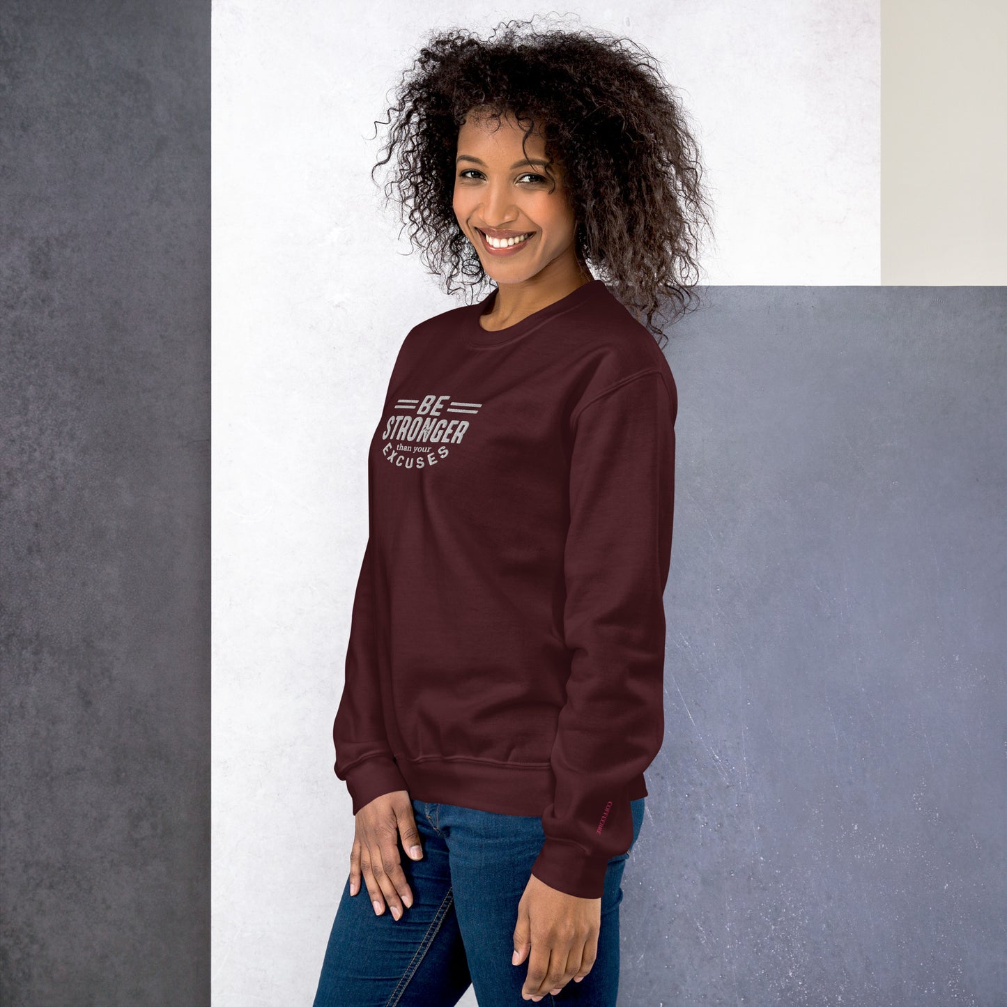 Be Stronger Embroidered Fitness Sweatshirt - COFFEEBRE