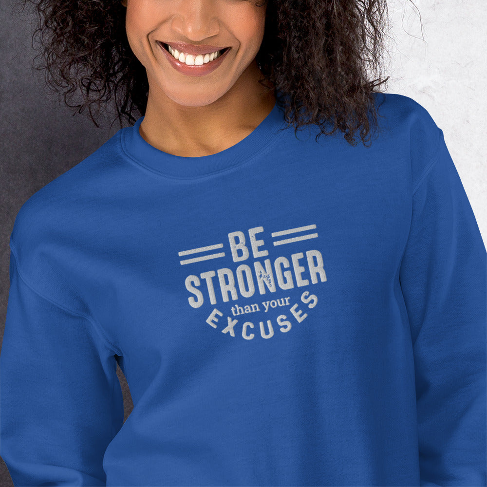 Be Stronger Embroidered Fitness Sweatshirt - COFFEEBRE