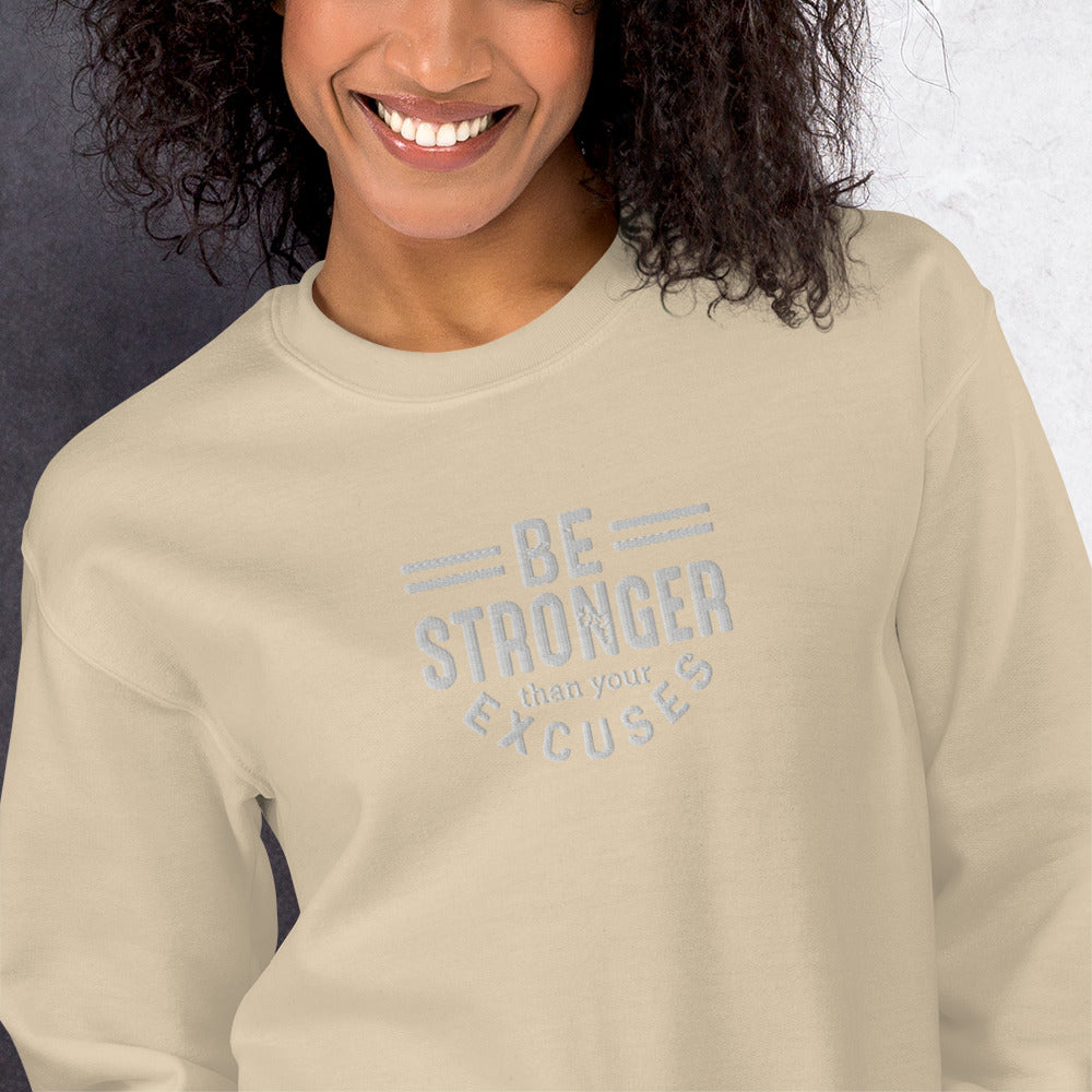 Be Stronger Embroidered Fitness Sweatshirt - COFFEEBRE