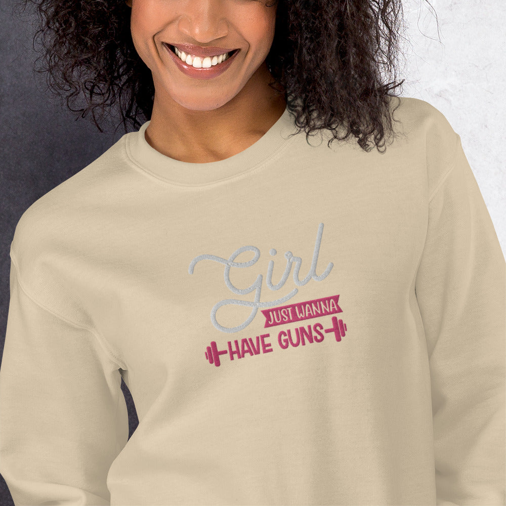 Girls Just Wanna Embroidered Fitness Sweatshirt - COFFEEBRE