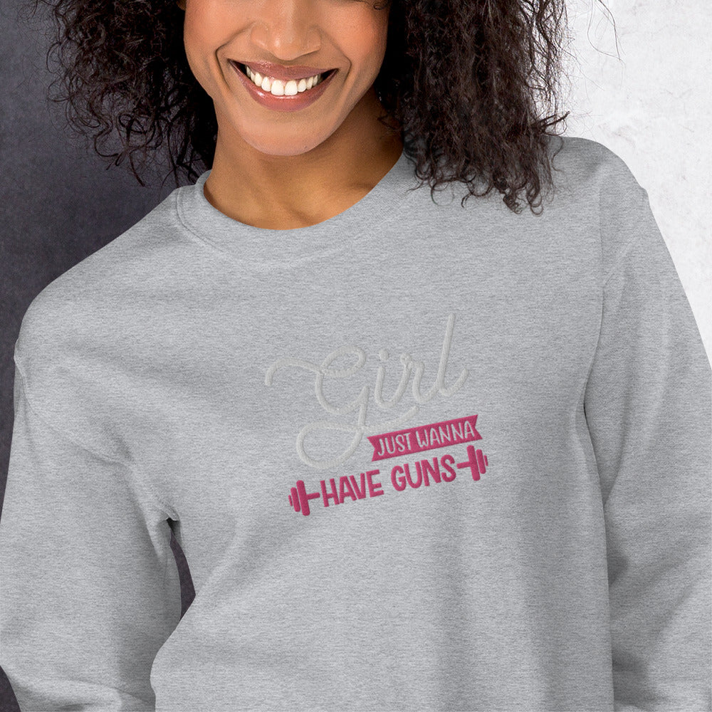 Girls Just Wanna Embroidered Fitness Sweatshirt - COFFEEBRE