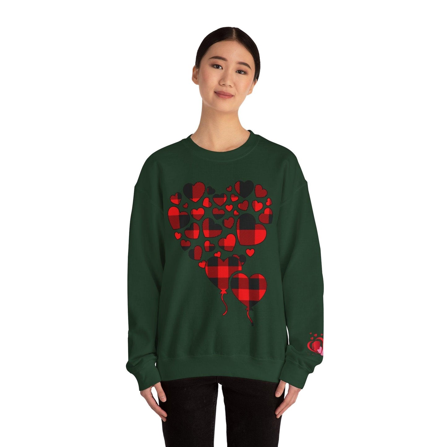 Unisex Red Heart Valentine Crewneck Sweatshirt - COFFEEBRE