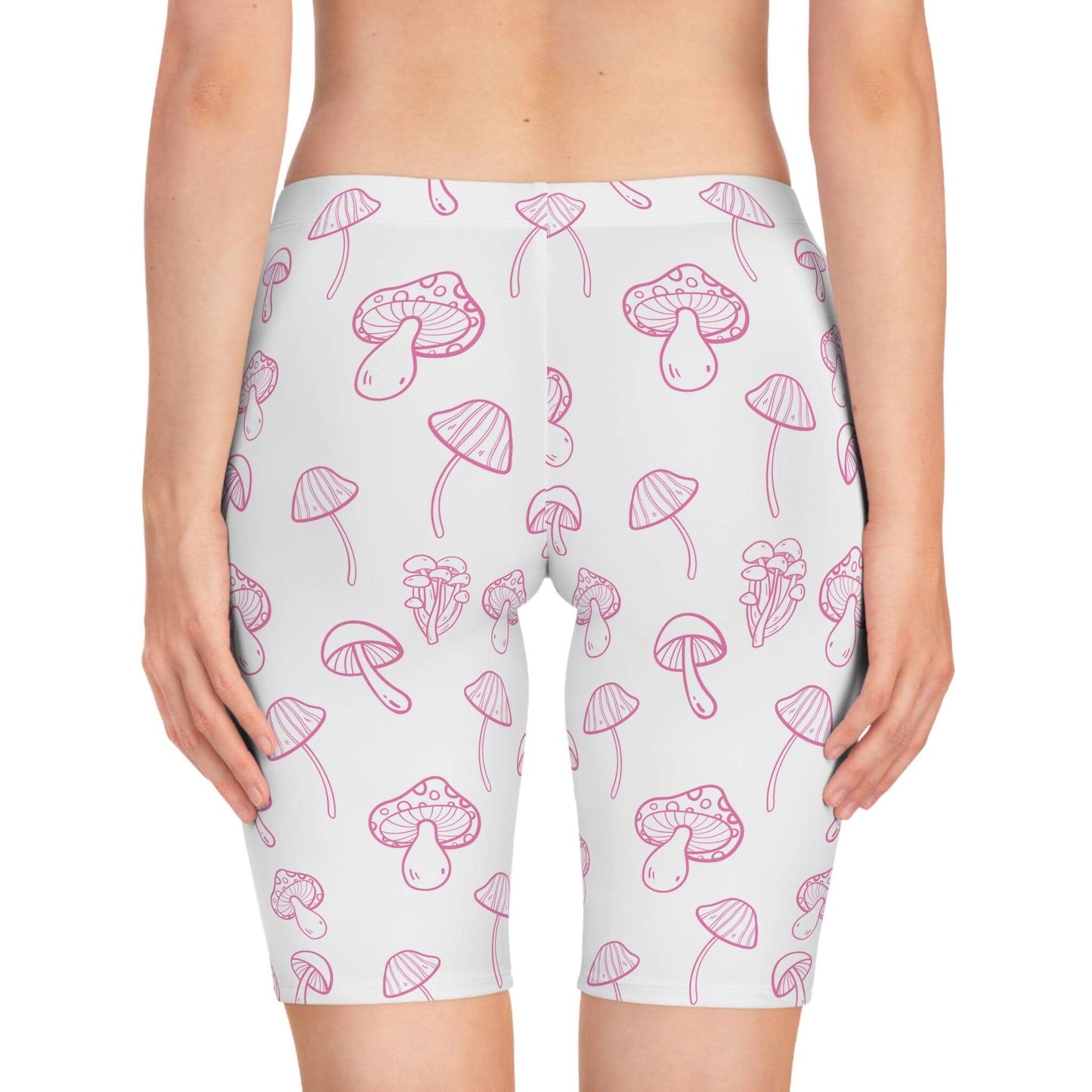 Women's Pink Mushroom Bike Shorts - COFFEEBRE