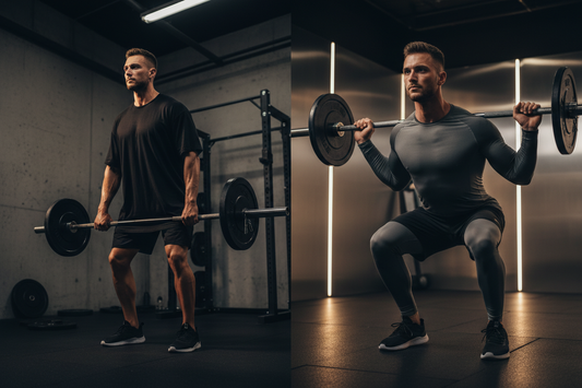 Oversized vs. tailored fit men's gym clothes comparison — COFFEEBRE premium activewear engineered for functional fitness, compound movements, and range of motion.
