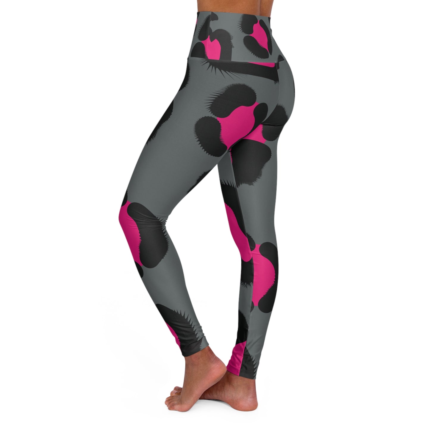Grey Animal Print High Waisted Yoga Leggings - COFFEEBRE