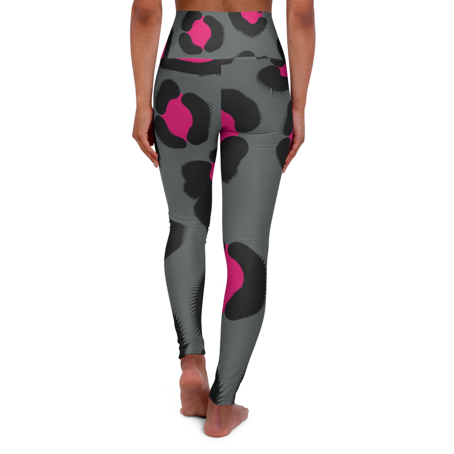 Grey Animal Print High Waisted Yoga Leggings - COFFEEBRE