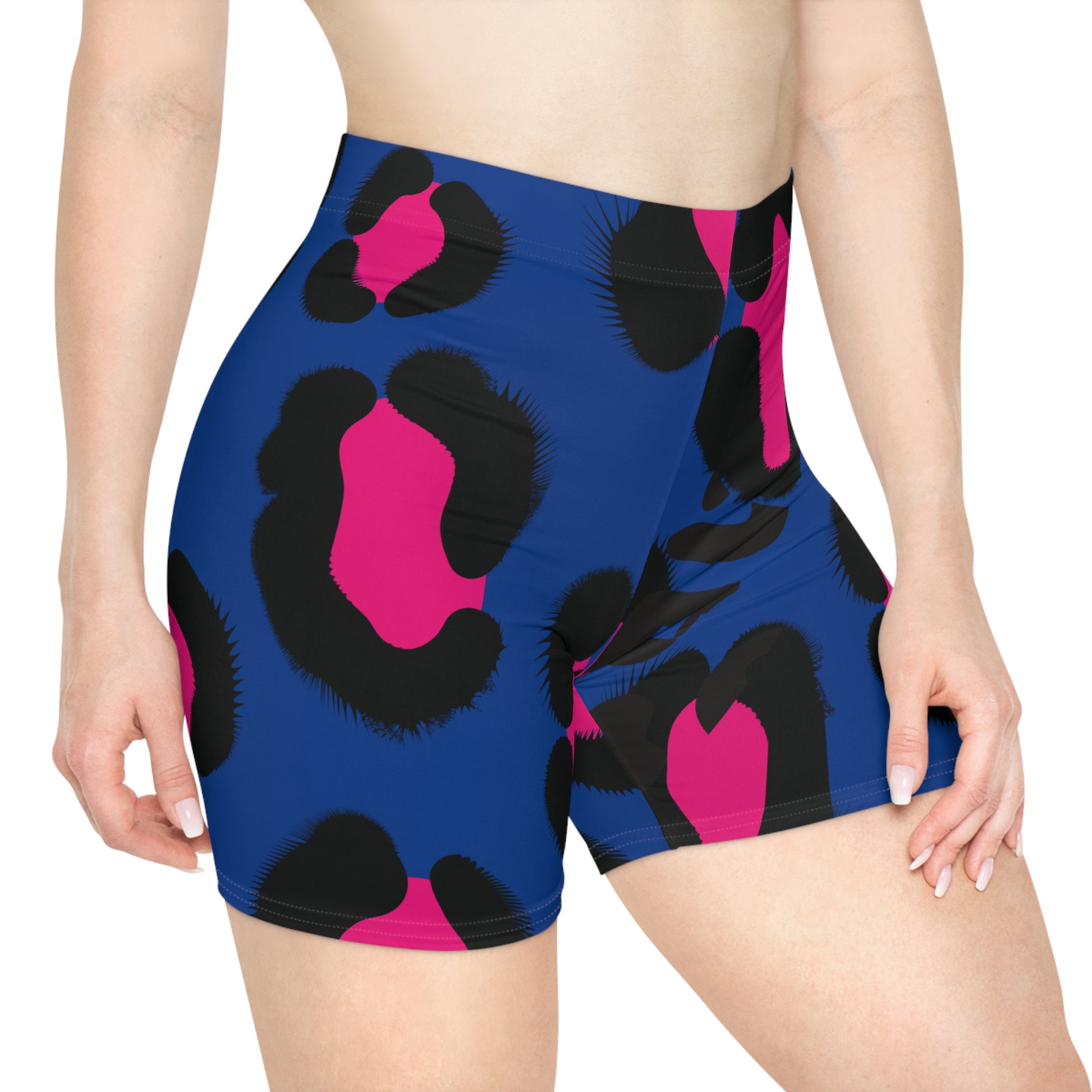 Blue Animal Print Biker Shorts - COFFEEBRE
