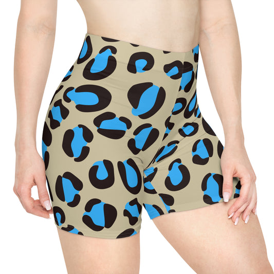 Leopard Print Athletic Biker Shorts - COFFEEBRE