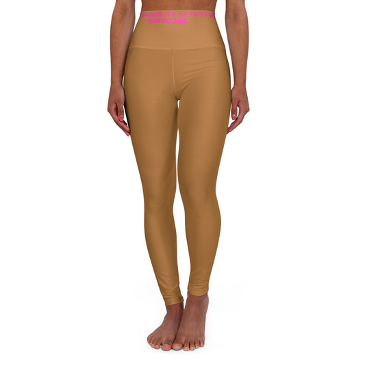 Light Brown Fitness High Waisted Leggings - COFFEEBRE