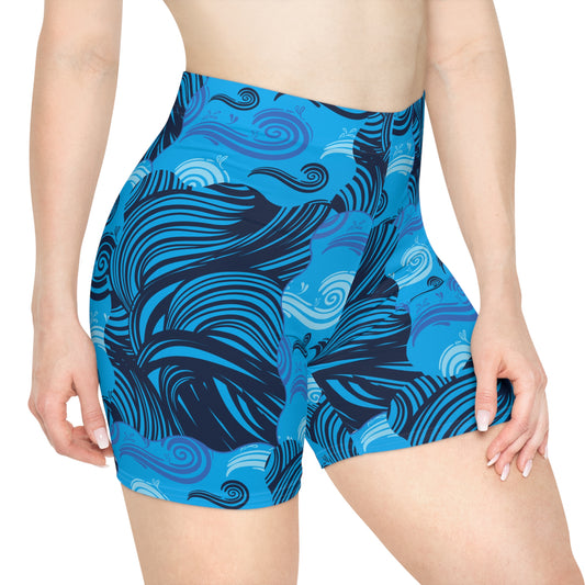 Ocean Wave Workout Biker Shorts - COFFEEBRE