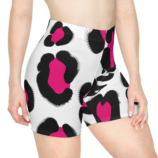Pink Animal Print Biker Shorts - COFFEEBRE